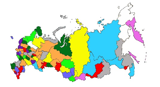 Схематическая карта регионов России
